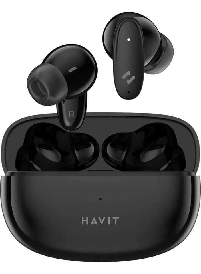 havit True Wireless Earbuds, In-Ear Bluetooth 5.3 Earphones, 20 Hours Playtime with Charging Case, 13mm Driver for Superior Sound, Dual Microphone for Clear Calls, Smart Touch Control with ENC Noise Cancellation, Game Mode for Lag-Free Gaming, Compatible with iOS and Android Mobile Devices, Perfect for Calls & Music (Black) - Image 1