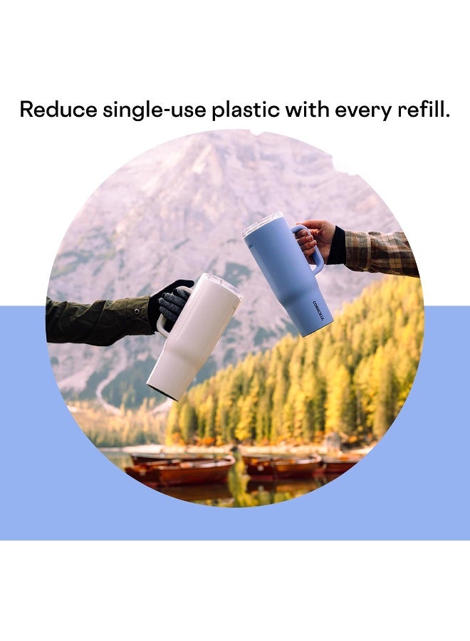 CORKCICLE كوب كوركسيكل كروزر المعزول مع مقبض وقشة، لون أزرق فاتح، 40 أونصة – زجاجة ماء قابلة لإعادة الاستخدام تحافظ على المشروبات باردة لمدة 20 ساعة، وساخنة لمدة 9 ساعات – مناسبة لحامل الأكواب - Image 5