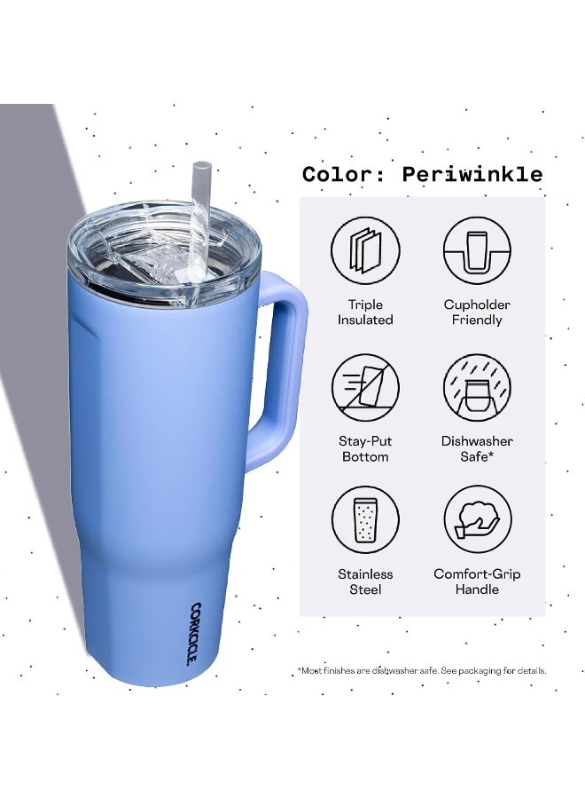 CORKCICLE كوب كوركسيكل كروزر المعزول مع مقبض وقشة، لون أزرق فاتح، 40 أونصة – زجاجة ماء قابلة لإعادة الاستخدام تحافظ على المشروبات باردة لمدة 20 ساعة، وساخنة لمدة 9 ساعات – مناسبة لحامل الأكواب - Image 4