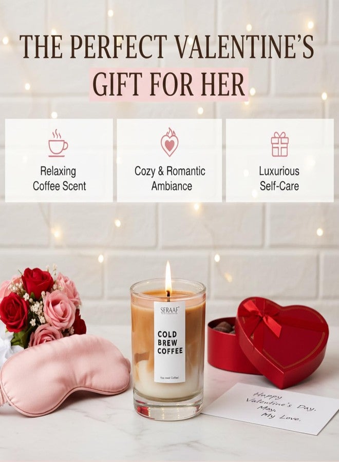SERAAF Cold Brew Coffee Scented Candle Jar, Hazelnut and Vanilla, Perfect Scented Candles for Decoration & Valentine Candle for Gifting | 200g Soy Wax | 60hr+ Burn Time | Aesthetic - Image 3