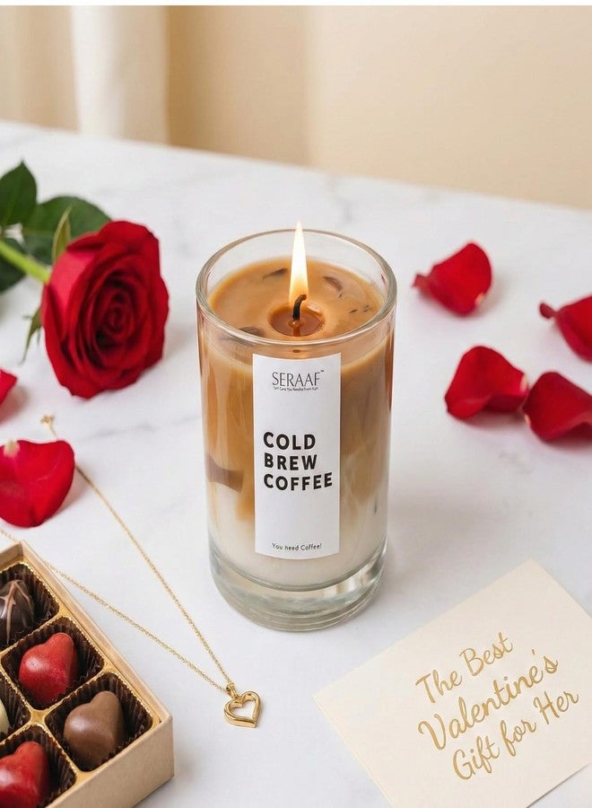 SERAAF Cold Brew Coffee Scented Candle Jar, Hazelnut and Vanilla, Perfect Scented Candles for Decoration & Valentine Candle for Gifting | 200g Soy Wax | 60hr+ Burn Time | Aesthetic - Image 2