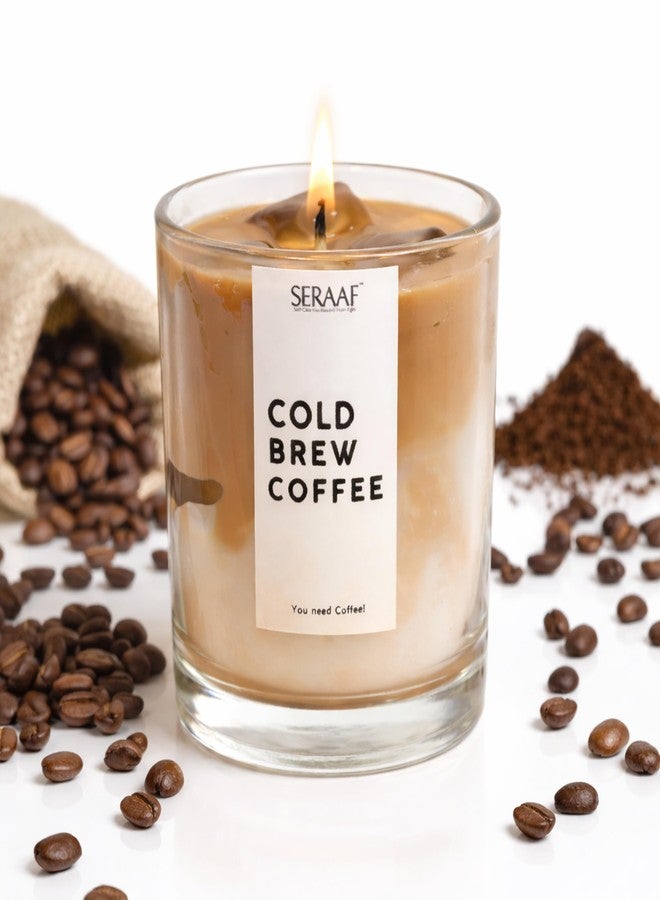 SERAAF Cold Brew Coffee Scented Candle Jar, Hazelnut and Vanilla, Perfect Scented Candles for Decoration & Valentine Candle for Gifting | 200g Soy Wax | 60hr+ Burn Time | Aesthetic - Image 1