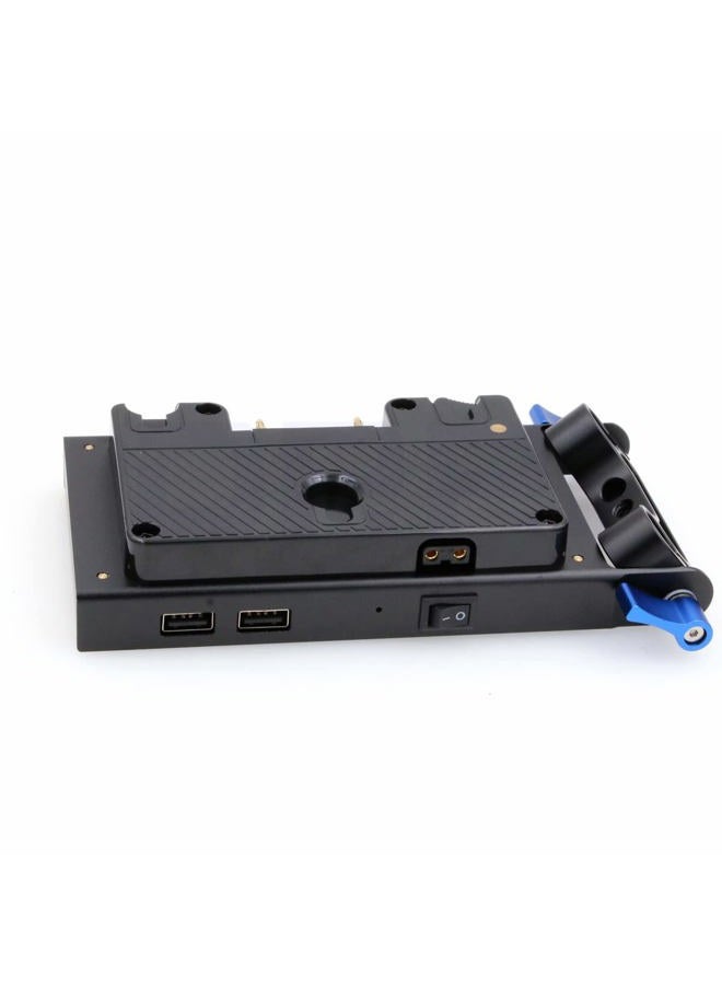 DRRI Gold Mount Battery Plate with Multiple DC D-tap USB Outputs for 15mm DSLR Rig - Image 3