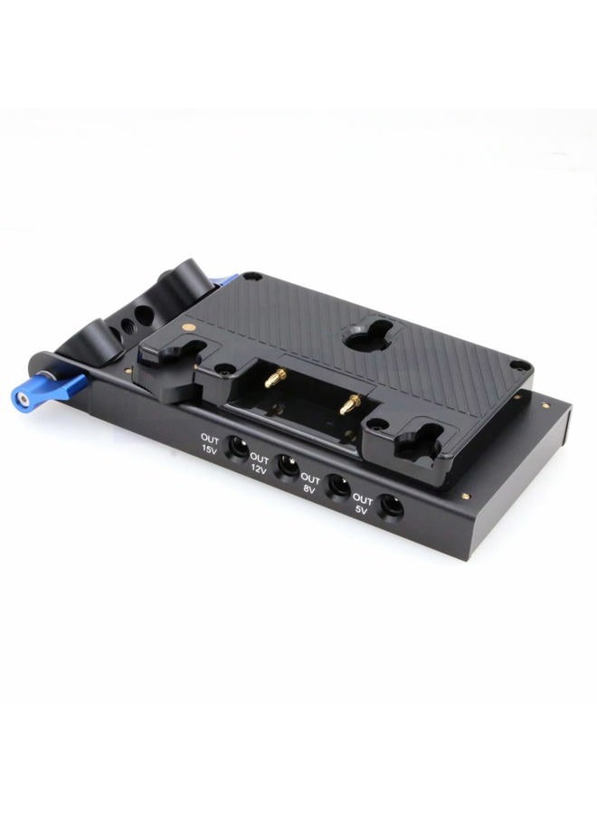 DRRI Gold Mount Battery Plate with Multiple DC D-tap USB Outputs for 15mm DSLR Rig - Image 4