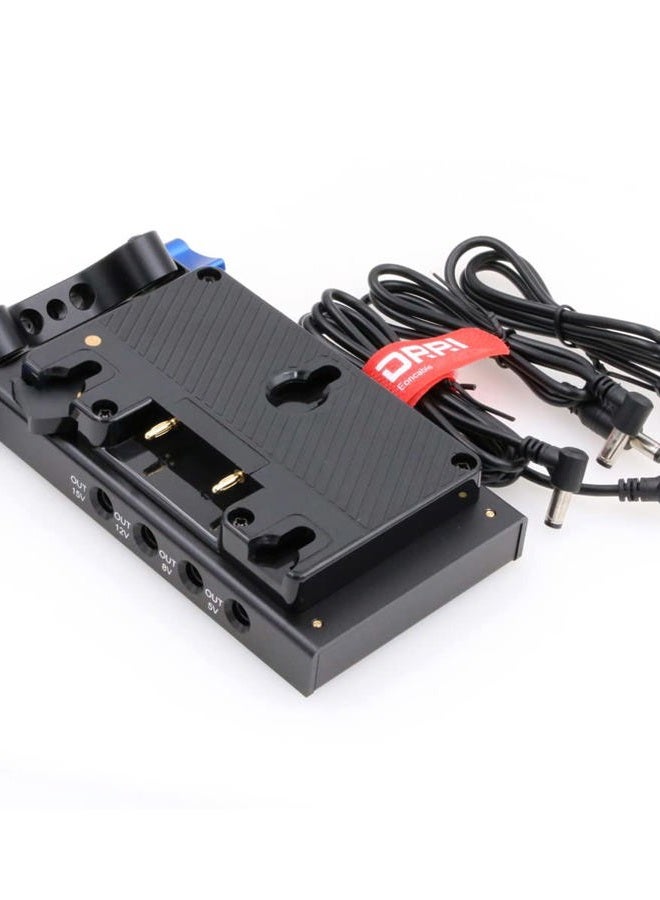 DRRI Gold Mount Battery Plate with Multiple DC D-tap USB Outputs for 15mm DSLR Rig - Image 2