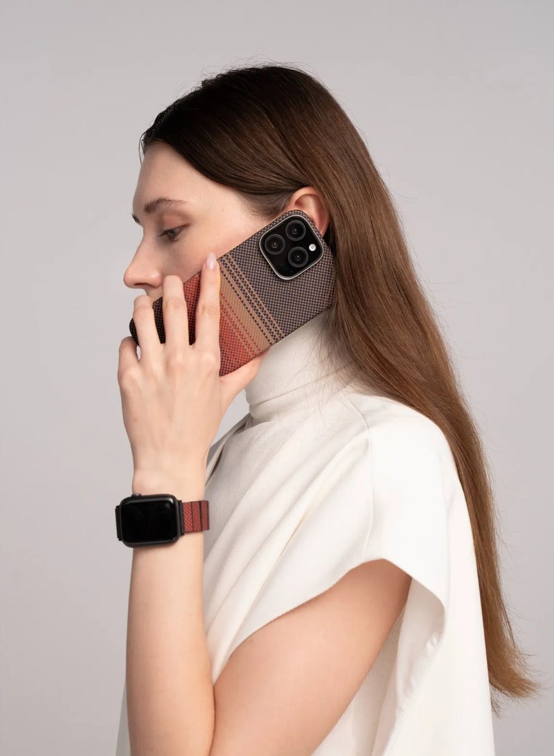 iPhone 16 Pro Max MagSafe Case Tactile Woven Ultra Slim Cover with Raised Camera Lip / Woven Touch / Compatible with MagSafe / Drop and Damage Protection - Sunset - Image 2