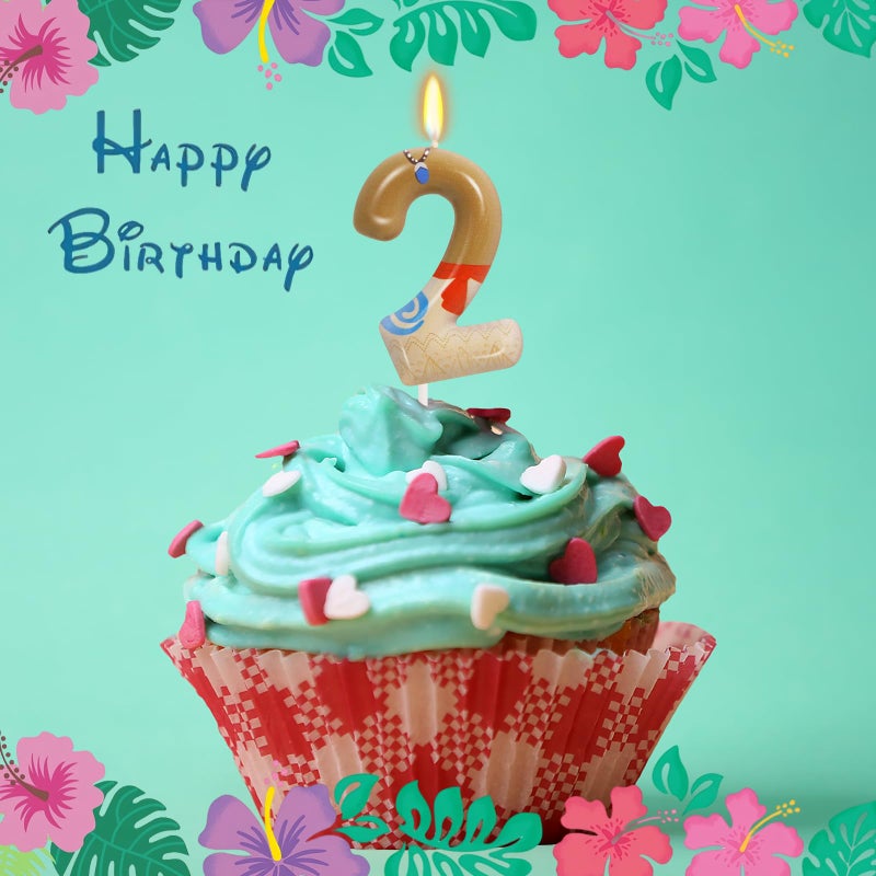 OGnomiFX 2nd Birthday Candle for Cake - Number 2 Candle, Summer Sea Cake Topper Island Style Cake Decorations, Boys Girls Cartoon Themed Birthday Party Supplies - Image 3