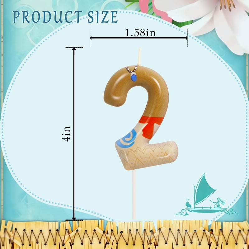 OGnomiFX 2nd Birthday Candle for Cake - Number 2 Candle, Summer Sea Cake Topper Island Style Cake Decorations, Boys Girls Cartoon Themed Birthday Party Supplies - Image 2