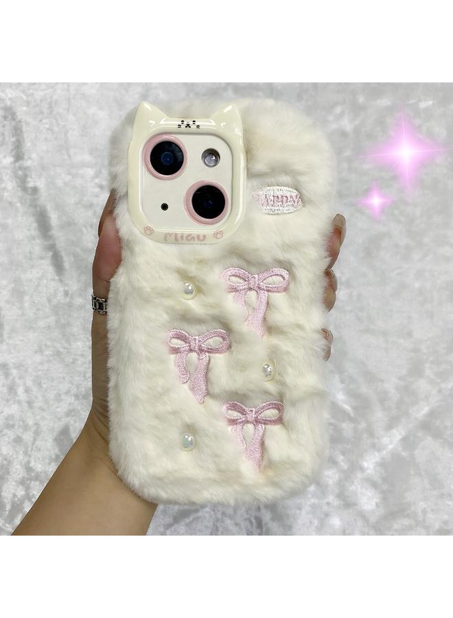 S-TOP Case For iPhone 15 Plus Snake Embroidery Plush Silicone Phone Case - Image 1