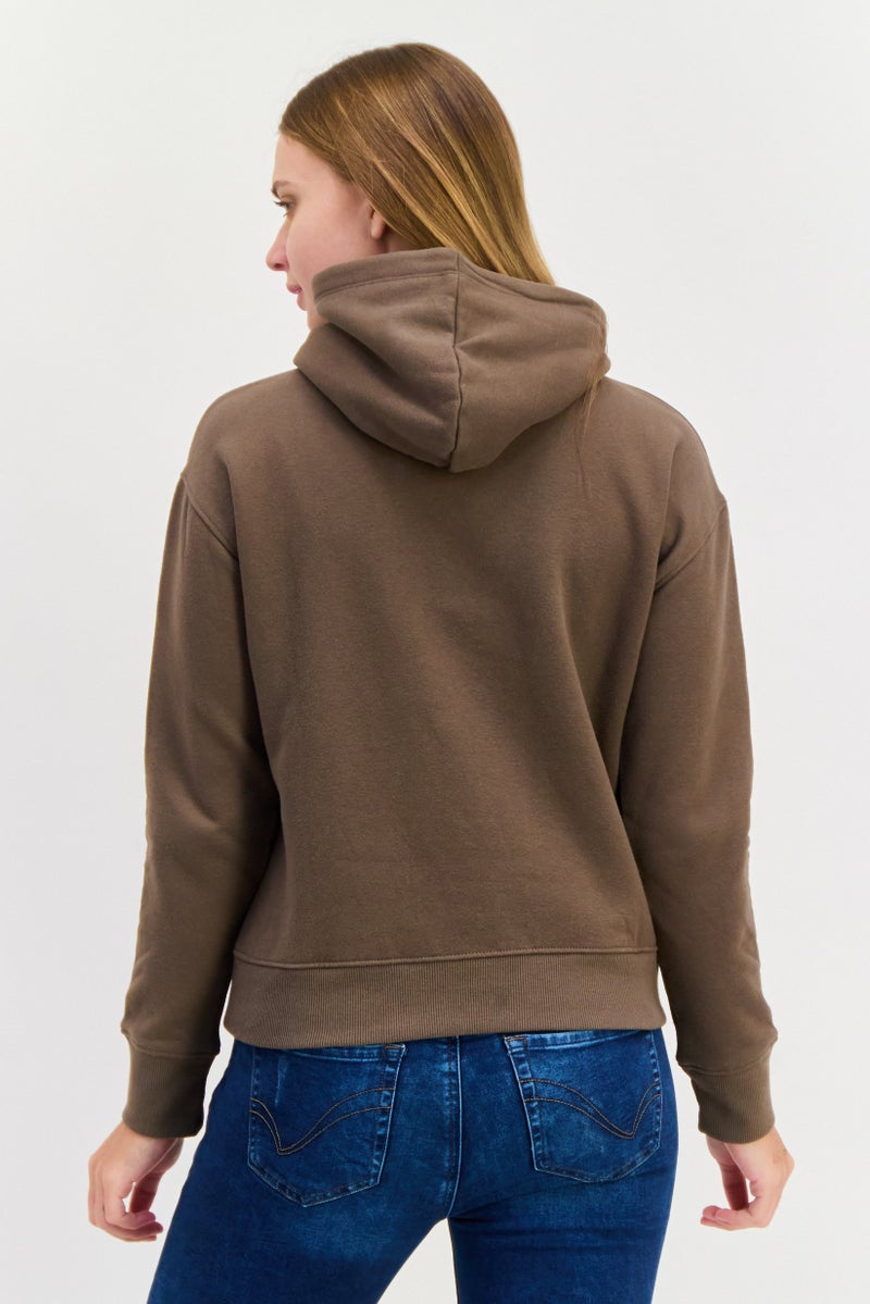 KANGOL Women Hooded Embroidered Long Sleeves Sweatshirt, Morel - Image 3