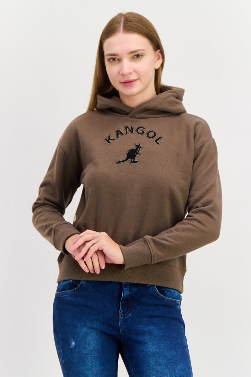 KANGOL Women Hooded Embroidered Long Sleeves Sweatshirt, Morel - Image 1