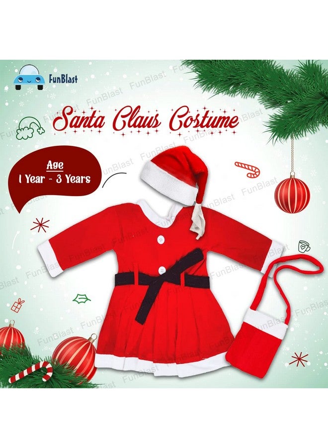 FunBlast Plush Santa Claus Costume Dress Kids and Girls - Christmas Outfits for Girls/Christmas Fancy Dress for Toddler/Christmas Gifts for Kids (For 1 Year - 3 Years) - Multicolour - Image 2