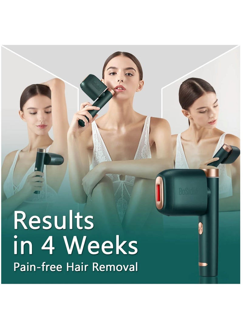 Bosidin - Laser Hair Removal IPL Permanent Home Hair Removal Device  for Facial Peach Fuzz, Underarms, Bikini Line and Legs Dynamic Cooling Device D-1187 Green - Image 1