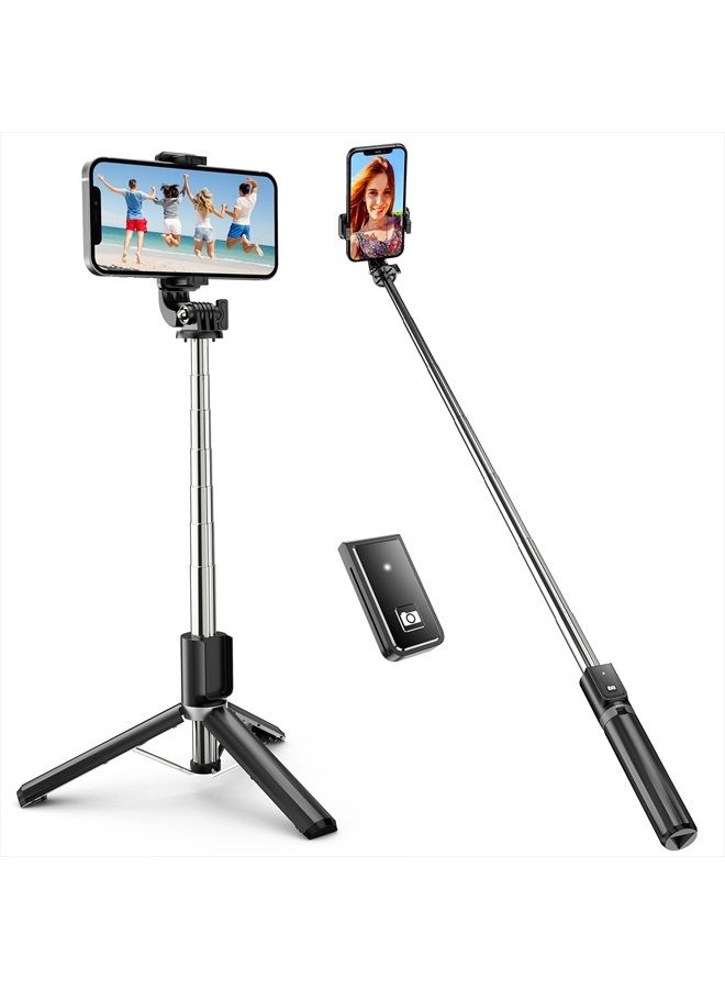 ATUMTEK 40" Selfie Stick Tripod, Extendable Bluetooth Selfie Stick with Wireless Remote for iPhone 13/12/12 Pro/11/11 Pro/XS/XR/X/8/7 Plus, Samsung, Google, LG, Sony, Huawei Smartphones, Black  - Image 1