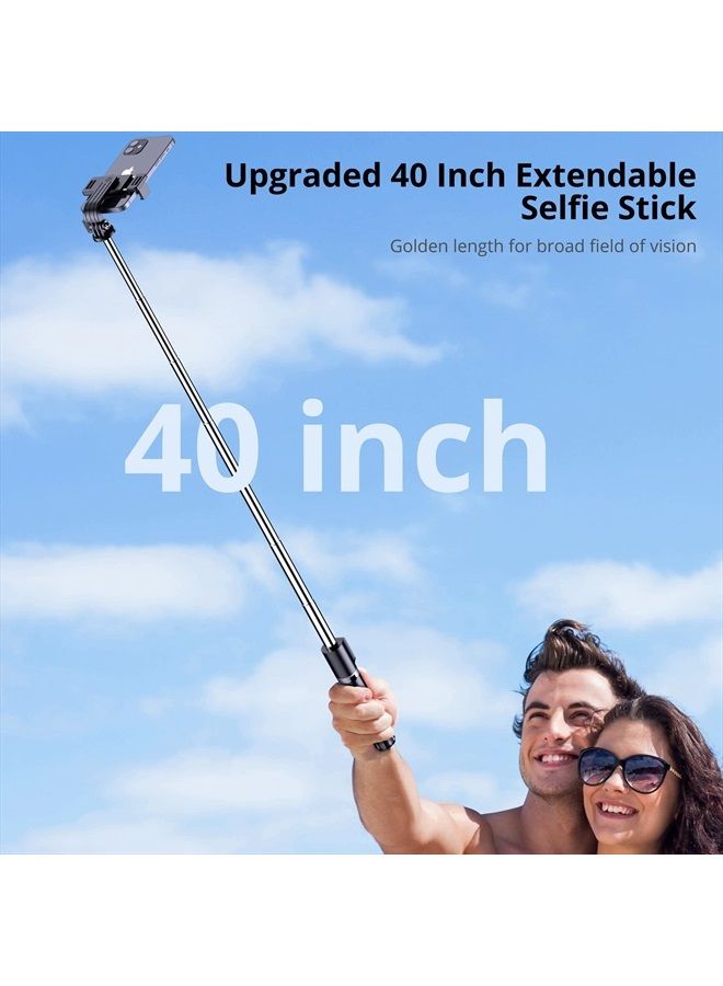 ATUMTEK 40" Selfie Stick Tripod, Extendable Bluetooth Selfie Stick with Wireless Remote for iPhone 13/12/12 Pro/11/11 Pro/XS/XR/X/8/7 Plus, Samsung, Google, LG, Sony, Huawei Smartphones, Black  - Image 5