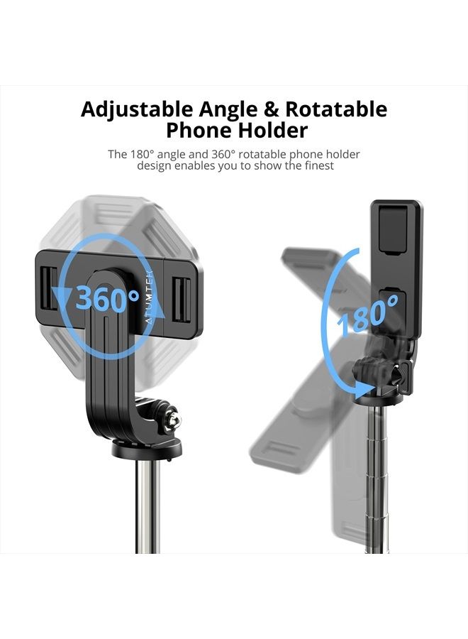 ATUMTEK 40" Selfie Stick Tripod, Extendable Bluetooth Selfie Stick with Wireless Remote for iPhone 13/12/12 Pro/11/11 Pro/XS/XR/X/8/7 Plus, Samsung, Google, LG, Sony, Huawei Smartphones, Black  - Image 3