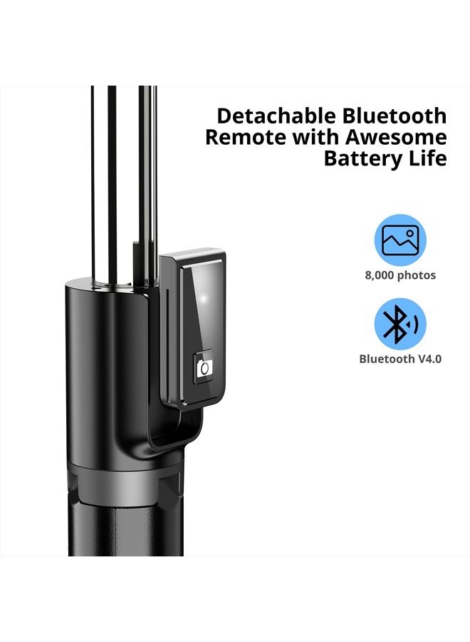 ATUMTEK 40" Selfie Stick Tripod, Extendable Bluetooth Selfie Stick with Wireless Remote for iPhone 13/12/12 Pro/11/11 Pro/XS/XR/X/8/7 Plus, Samsung, Google, LG, Sony, Huawei Smartphones, Black  - Image 4