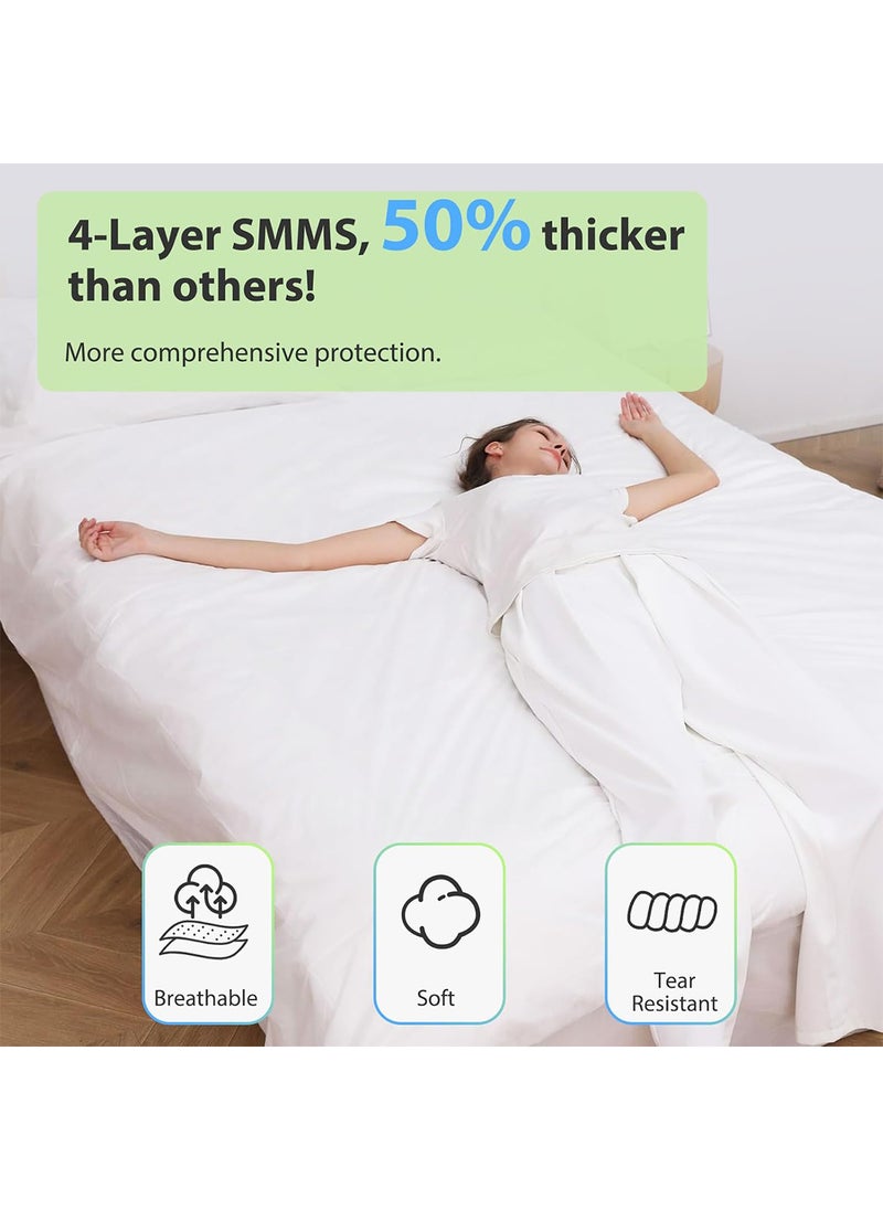 Sharpdo 3 PCS Disposable Bed Sheets Travel Sheets for Hotel, Disposable Sheets for Bed Travel Bedding Cover Portable Sheet with 1 Quilt Cover, 1 Sheet and 1 Pillowcase for Travel Business Trip Spa Hotel  - Image 3