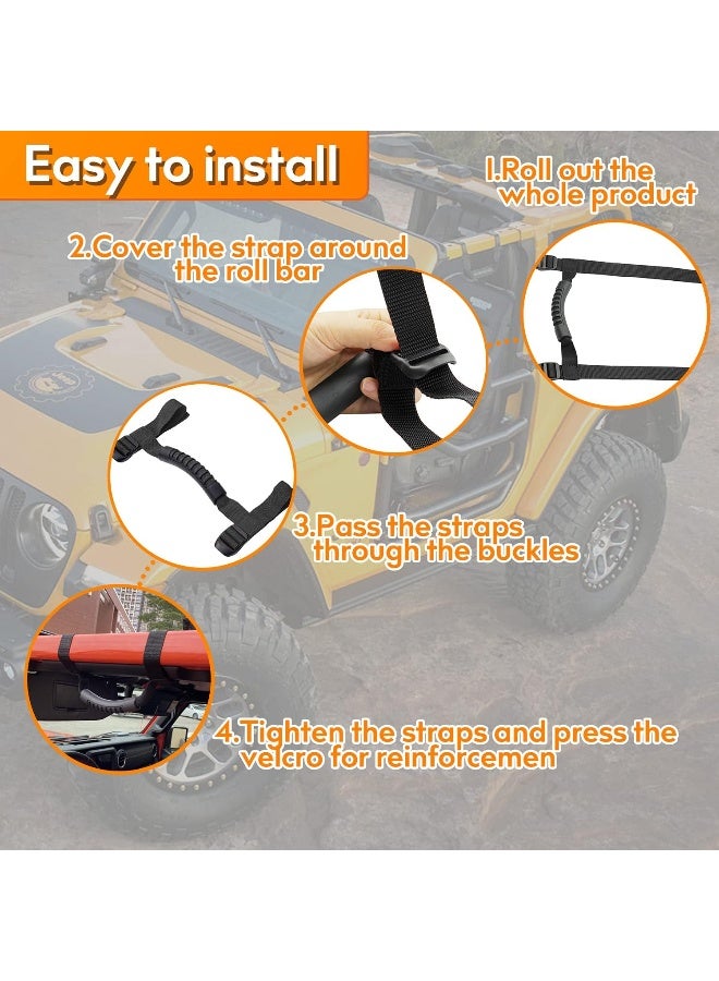 Bentolin Set of 4 x Grab Handles Grip Handle for 1995-2018 Jeep Wrangler YJ TJ JK JKU Sports Sahara Freedom Rubicon X & Unlimited X 2/4 Door Roll Bar (Black) - Image 4