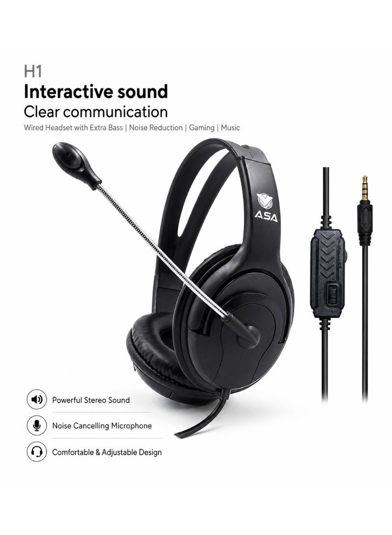ASA 003 Wired Gaming Headset for PS5, PS4, PC, Xbox Series X|S, Nintendo Switch – 3.5mm Stereo Headphones with Noise-Reducing Microphone - Image 1