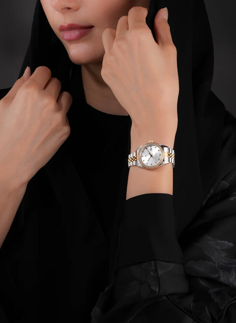 Guy Laroche Silver/Gold Rosalie Silver Dial Stainless Steel Bracelet Analog Watch for Women, 30mm for Women | Best Price UAE