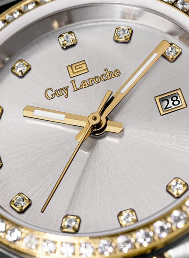 Guy Laroche Silver/Gold Rosalie Silver Dial Stainless Steel Bracelet Analog Watch for Women, 30mm for Women | Best Price UAE