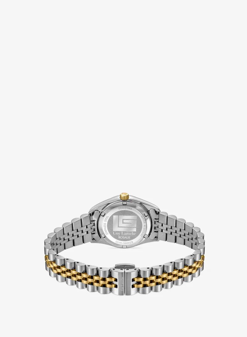 Guy Laroche Silver/Gold Rosalie Silver Dial Stainless Steel Bracelet Analog Watch for Women, 30mm for Women | Best Price UAE