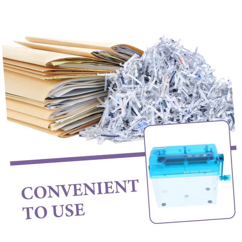 Portable Hand Crank Paper Shredder Manual Document Cutter with Wastebasket for Home Office School - Image 4
