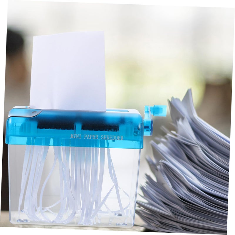 Portable Hand Crank Paper Shredder Manual Document Cutter with Wastebasket for Home Office School - Image 5