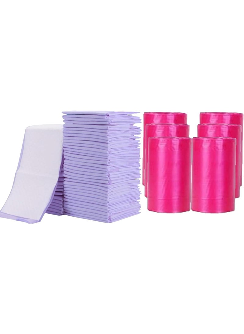 Cute 'n' Cuddle Cute 'n' Cuddle 90 Pcs Disposable Changing Mat Lavender 60cmX45cm With 90 Disposable Scented bags Red  - Image 1