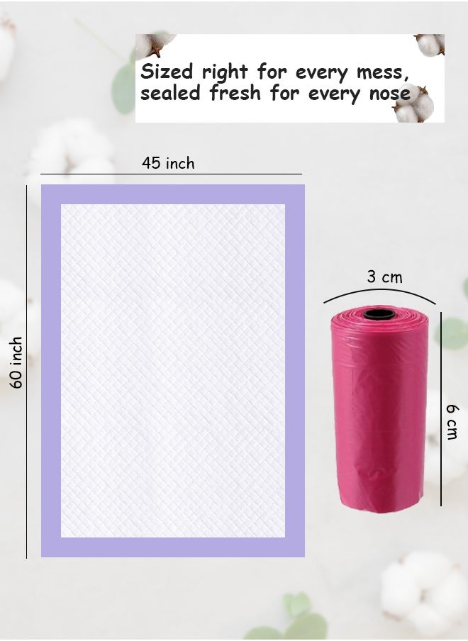 Cute 'n' Cuddle Cute 'n' Cuddle 90 Pcs Disposable Changing Mat Lavender 60cmX45cm With 90 Disposable Scented bags Red  - Image 2