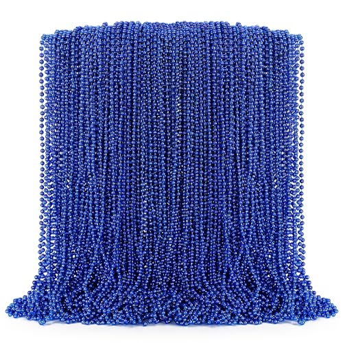 EOBOH 100PCS Mardi Gras Beads Necklace Blue Bead Necklaces Stuff Bulk 33 Christmas Necklace Party Supplies Festival Parade Throw Accessories for Wedding Birthday Pirate Theme Party Decor - Image 1