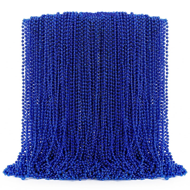 EOBOH 100PCS Mardi Gras Beads Necklace Blue Bead Necklaces Stuff Bulk 33 Christmas Necklace Party Supplies Festival Parade Throw Accessories for Wedding Birthday Pirate Theme Party Decor - Image 2