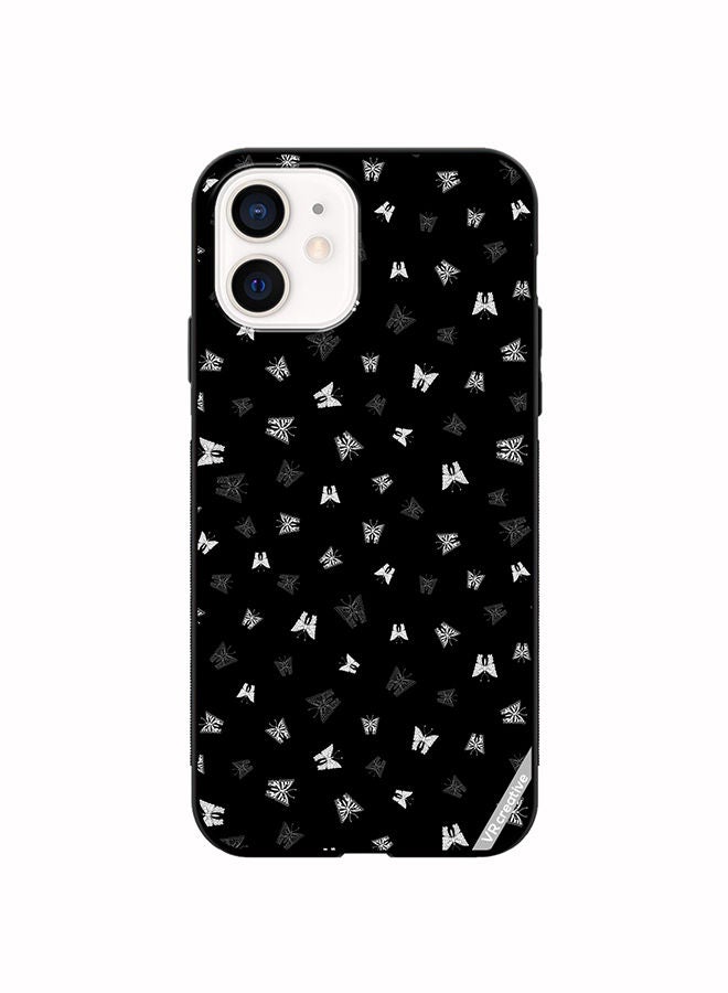 VR CREATIVE Protective Case Cover For Apple iPhone 12 mini Butterfly Black And White Design Multicolour - Image 1