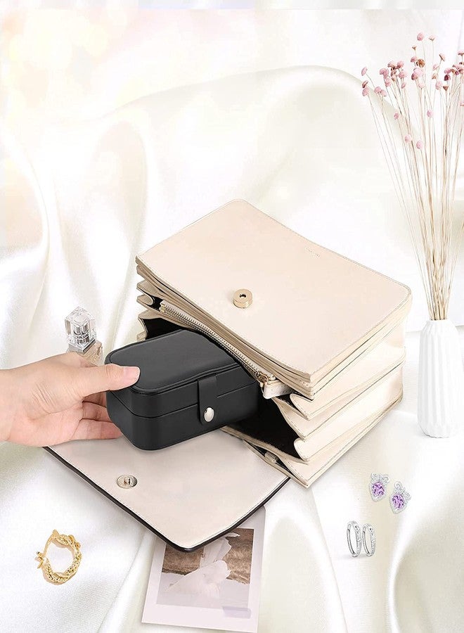Ritmo Jewellery Box Organiser Small Travel PU Leather Jewelry Storage Case for Rings Earrings Necklace Bracelets Faux Leather Jewelry Gift Box Girls Women with variation (Black) - Image 4