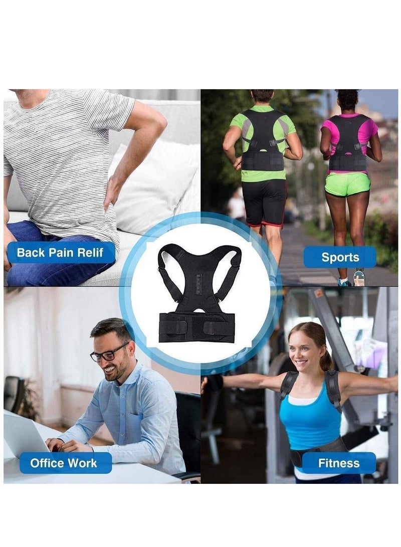 Men Posture Corrector Magnetic Therapy Adjustable Shoulder Belt for Back Support Belt and Pain Correction Gym Workout Adjustable Black M - Image 5