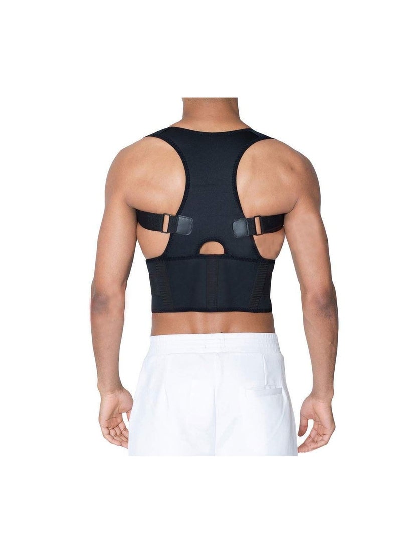 Men Posture Corrector Magnetic Therapy Adjustable Shoulder Belt for Back Support Belt and Pain Correction Gym Workout Adjustable Black M - Image 3