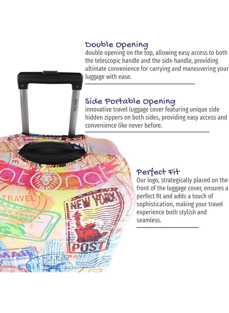 natOnat Travel Luggage Cover Protector - Suitcase Cover with Coloured Pattern- Stretchy, Washable Spandex & Polyester - Protects Against Dirt & Scratches - New York Design - Fits 65-70 CM Height ( Large ) - Image 3