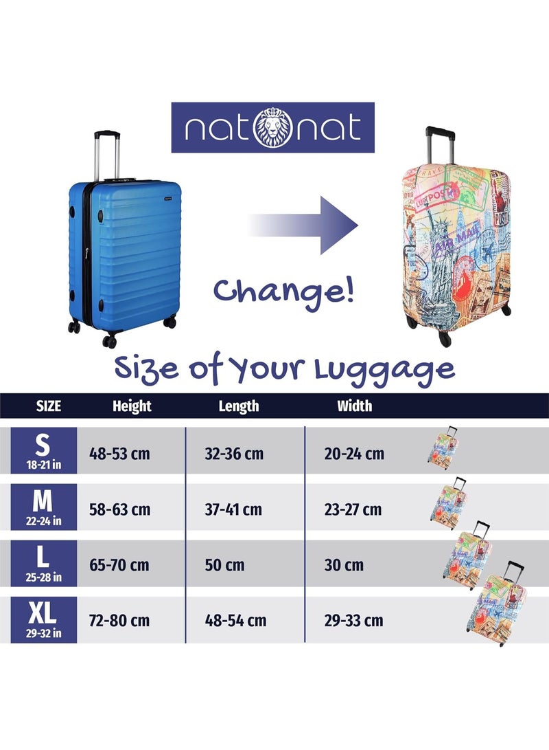natOnat Travel Luggage Cover Protector - Suitcase Cover with Coloured Pattern- Stretchy, Washable Spandex & Polyester - Protects Against Dirt & Scratches - New York Design - Fits 65-70 CM Height ( Large ) - Image 2