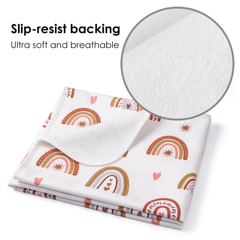 ROCCED Baby Bed Pad Waterproof Washable Reusable 31"x40" Large Toddler Mattress Protector Incontinence Pads Sheet Cover Underpads for Kids Adults and Pets Potty Training Mat-Rainbow - Image 3