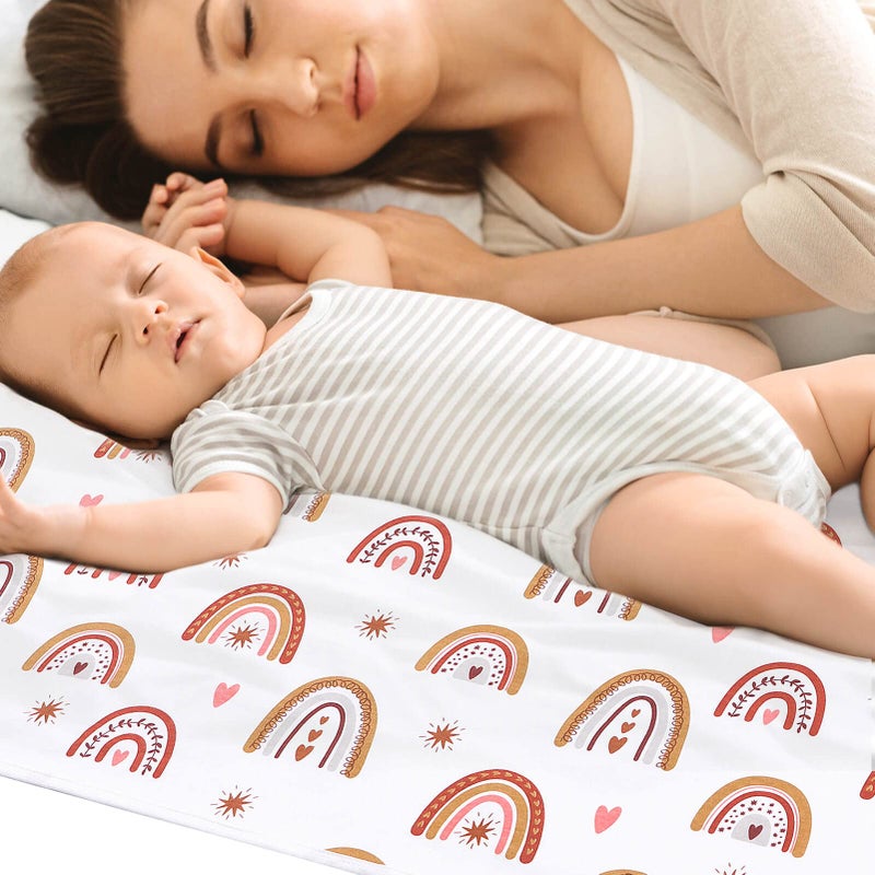 ROCCED Baby Bed Pad Waterproof Washable Reusable 31"x40" Large Toddler Mattress Protector Incontinence Pads Sheet Cover Underpads for Kids Adults and Pets Potty Training Mat-Rainbow - Image 5