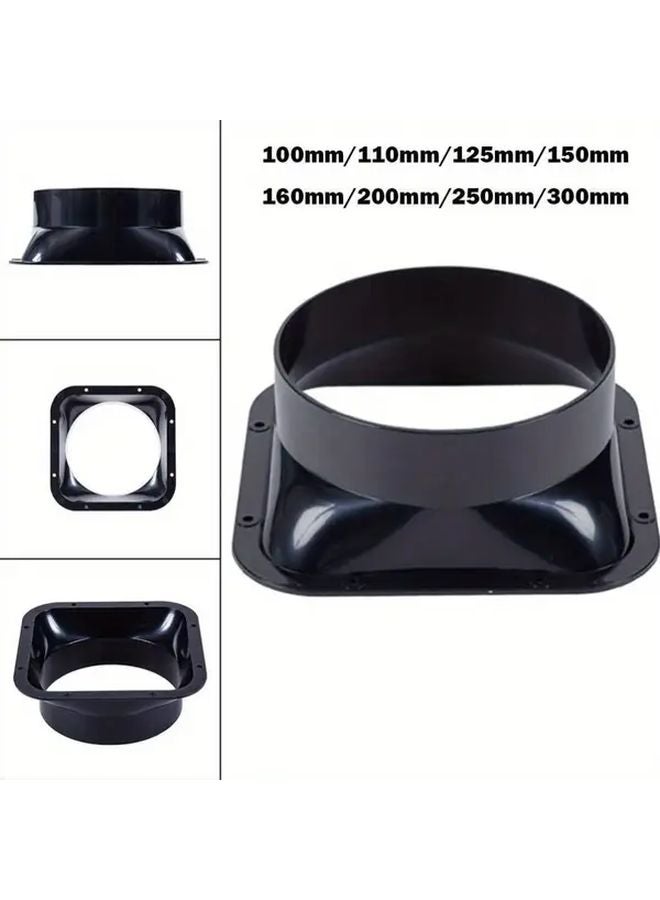 Adjustable Black ABS Plastic Wall Flange Connector For Ventilation Pipes 200mm - Image 3