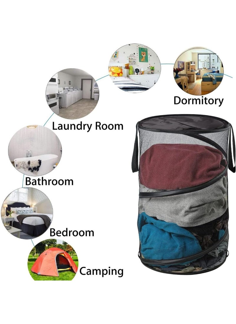 TYCOM Popup Laundry Hamper Collapsible Laundry Basket Extra Large Capacity Foldable Clothing Storage Basket with Handles Black.  - Image 2