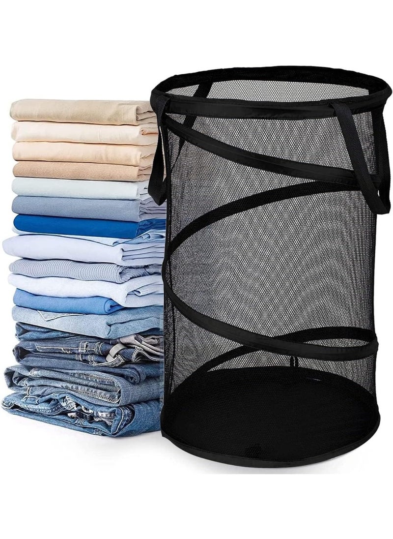 TYCOM Popup Laundry Hamper Collapsible Laundry Basket Extra Large Capacity Foldable Clothing Storage Basket with Handles Black.  - Image 1
