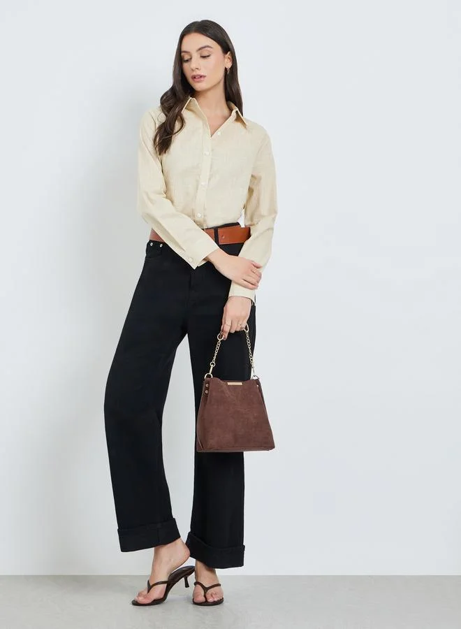 تايك تو Beige Solid Long Sleeve Shirt