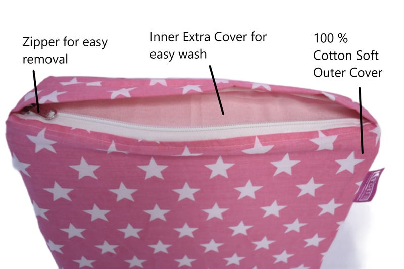 GET IT Multi Use Wedge Pillow for Pregnancy Women and New Born Baby | Lower Back-Pain Relief |Knee Support Between Legs | Anti Vomiting and Milk Spitting for New Born Baby (Pink Star) - Image 4