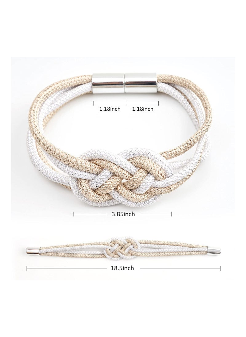 KASTWAVE - 2 Packs Magnetic Curtain Tiebacks, Nordic Simple Style Drape Tie Backs Weave Rope Knot Decorative Curtain Holdbacks - Image 1