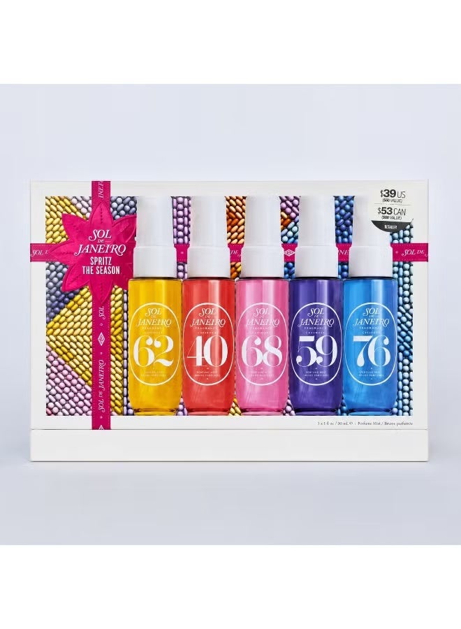 Sol de Janeiro Spritz The Season Body Mist Gift Set | 5 x 30ml Mini Fragrance Mist Collection | Includes Cheirosa 62, 40, 68, 59 & 76 | Travel Size Hair & Body Perfume Spray Set for Women - Image 1