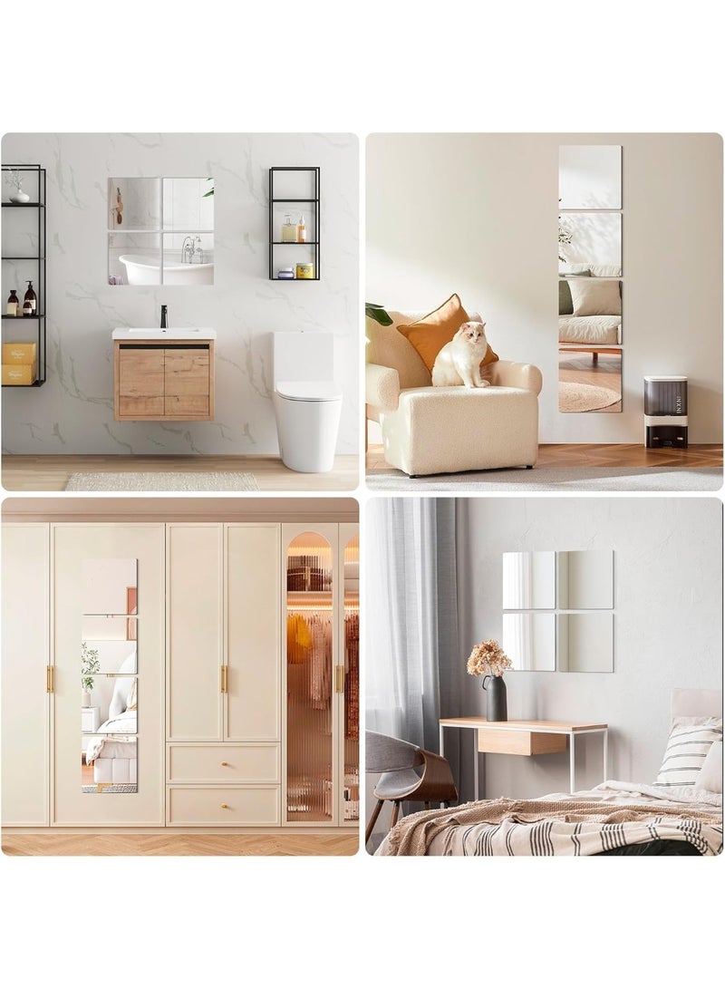 عبوة من 6 قطع من بلاط المرايا الأكريليكية ذاتية اللصق، 30 × 20 سم، ألواح مرنة، ملصقات جدارية بدون إطار، غير زجاجية، مناسبة لغرف النوم والحمامات وديكور المنزل - Image 5