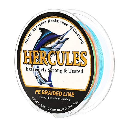 HERCULES Super Cast 300M 328 Yards Braided Fishing Line 20 LB Test for Saltwater Freshwater PE Braid Fish Lines Superline 8 Strands - Multicolor, 20LB (9.1KG), 0.20MM - Image 1